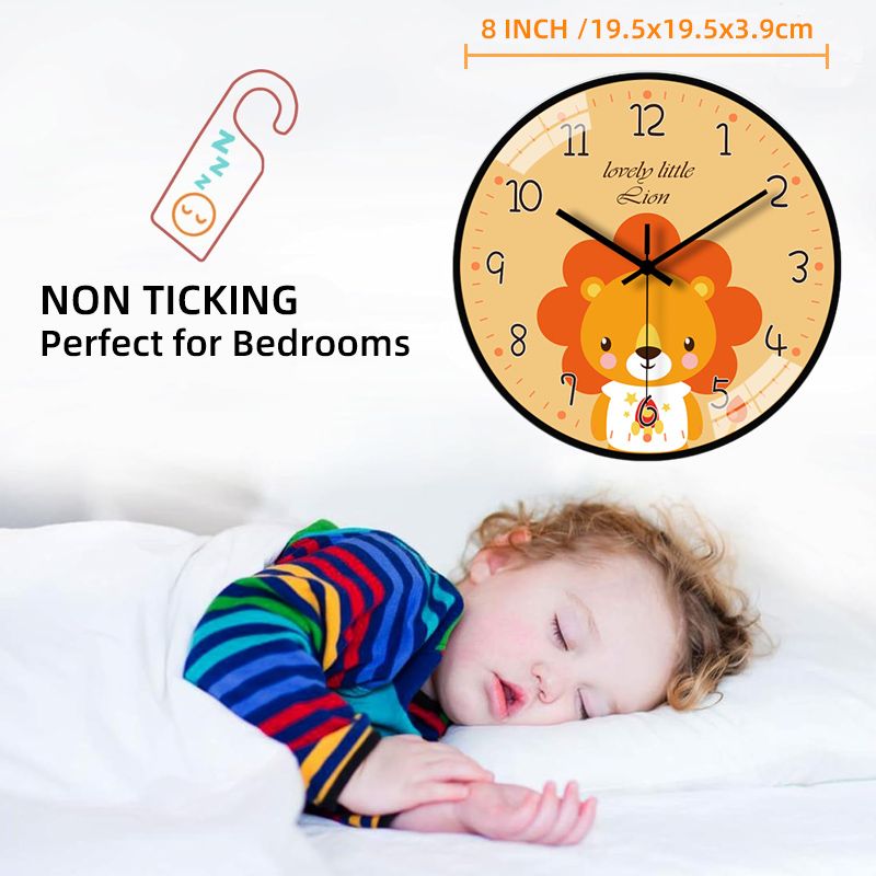 Cute Cartoon Wall Clocks Originality Silent Non Ticking 8 Inch Wall Clock for Kids Bedrooms Living Room Gift For Boys And Girls On Birthday Or Christmas Home Decor