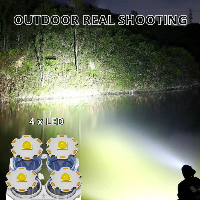 High Power LED Flashlights Camping Torches With 4 Lamp Beads And COB Side Light Rechargeable Portable Hand Lantern 4 Lighting Mode Outdoor Lighting