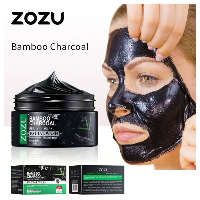 100g Bamboo Charcoal Peel-Off Mask Blackheads Remover Deep Cleansing Mask Face Care Smoothing Face Mask Improve Roughness Skin Care