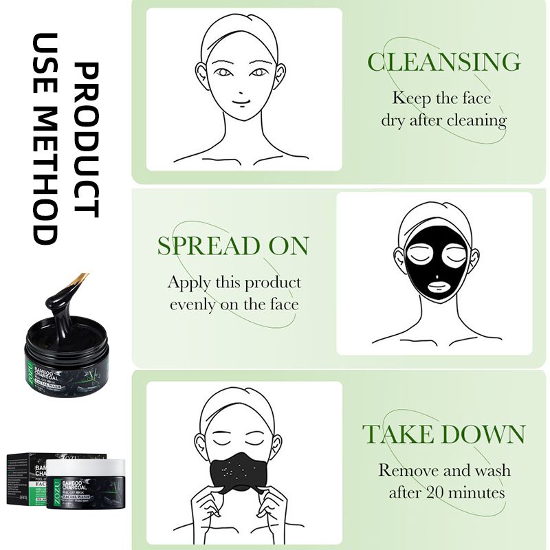 100g Bamboo Charcoal Peel-Off Mask Blackheads Remover Deep Cleansing Mask Face Care Smoothing Face Mask Improve Roughness Skin Care
