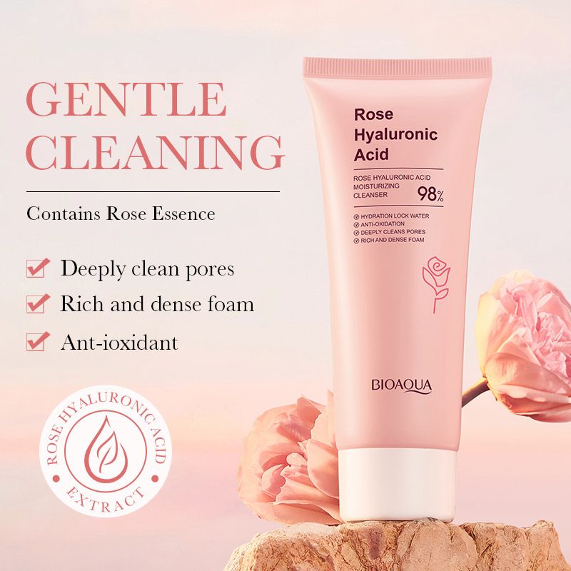 10 Pcs Rose Hyaluronic Acid Cleaning Repair Cleanser Face Toner Hydrating Soothing Tight Face Mask Moisturizing Eye Cream  Anti-Aging Firming Face Care Skin Care Set