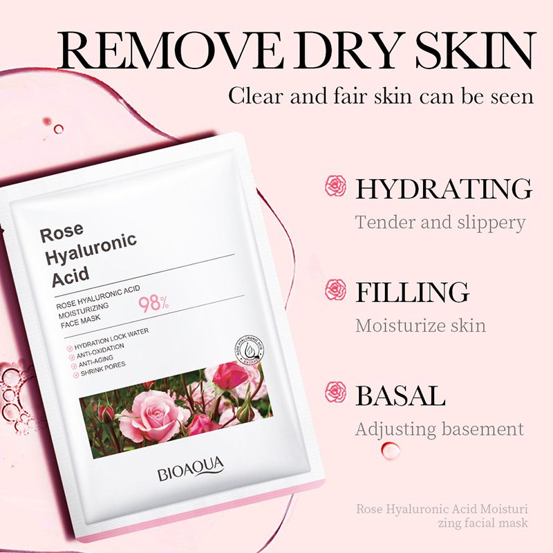 10 Pcs Rose Hyaluronic Acid Cleaning Repair Cleanser Face Toner Hydrating Soothing Tight Face Mask Moisturizing Eye Cream  Anti-Aging Firming Face Care Skin Care Set