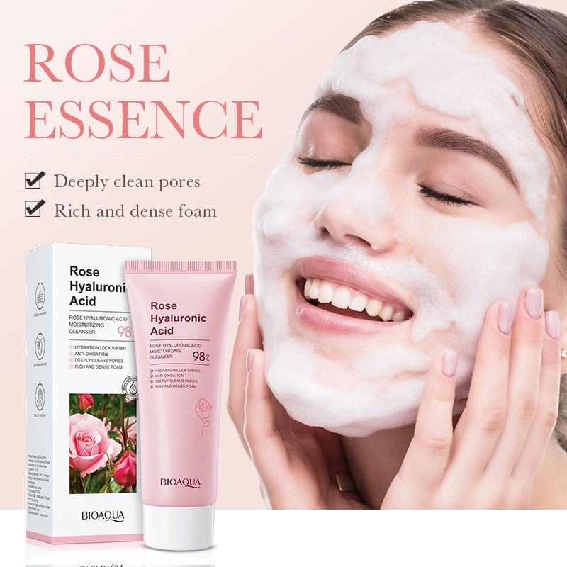 10 Pcs Rose Hyaluronic Acid Cleaning Repair Cleanser Face Toner Hydrating Soothing Tight Face Mask Moisturizing Eye Cream  Anti-Aging Firming Face Care Skin Care Set