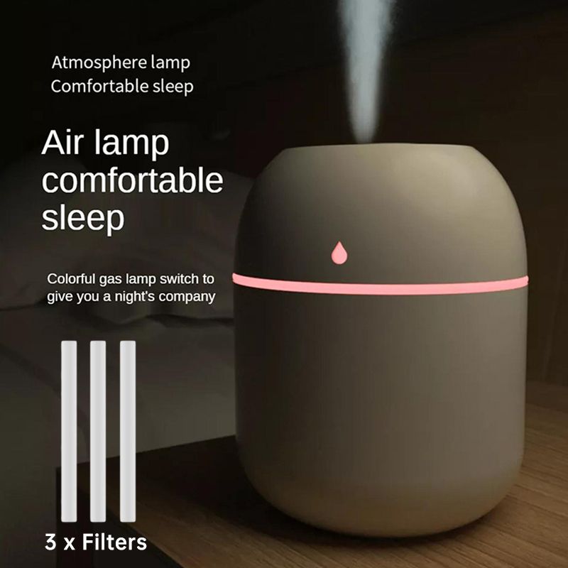 Air Humidifiers With 3Pcs Filters USB Aroma Diffuser Humidifier Sprayer Portable Home Appliance 220ml Electric Humidifier Desktop Home Fragrance Perfumes