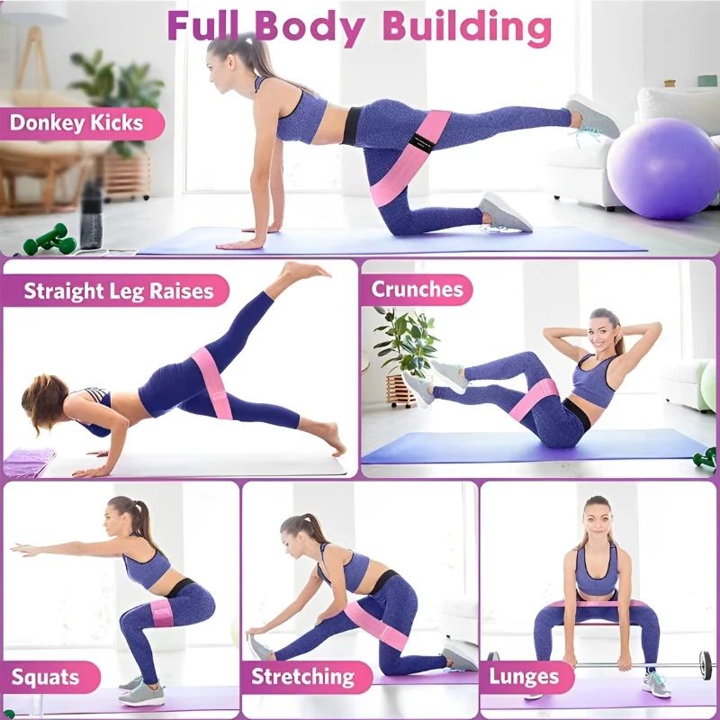 3Pcs Fabric Resistance Hip Booty Exercise Bands Glute Thigh Elastic Workout Squat Circle Stretch Exercise Fitness Bands Loops Yoga Strips Gym Equipment For Sport