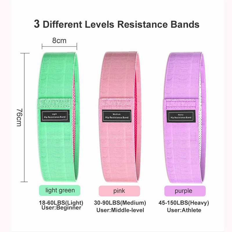 3Pcs Fabric Resistance Hip Booty Exercise Bands Glute Thigh Elastic Workout Squat Circle Stretch Exercise Fitness Bands Loops Yoga Strips Gym Equipment For Sport