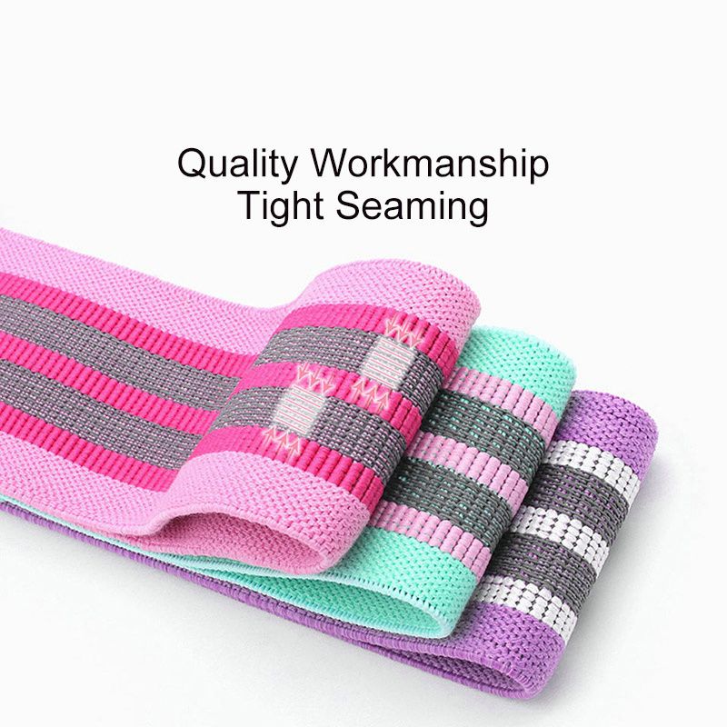 3Pcs Fabric Resistance Hip Booty Exercise Bands Glute Thigh Elastic Workout Squat Circle Stretch Exercise Fitness Bands Loops Yoga Strips Gym Equipment For Sport