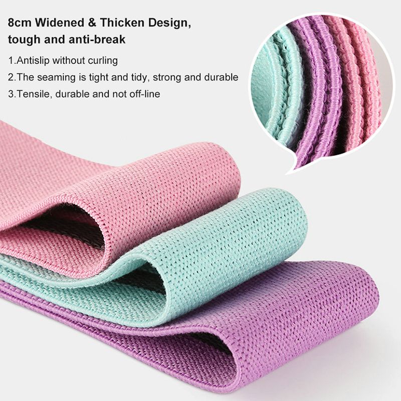 3Pcs Fabric Resistance Hip Booty Exercise Bands Glute Thigh Elastic Workout Squat Circle Stretch Exercise Fitness Bands Loops Yoga Strips Gym Equipment For Sport