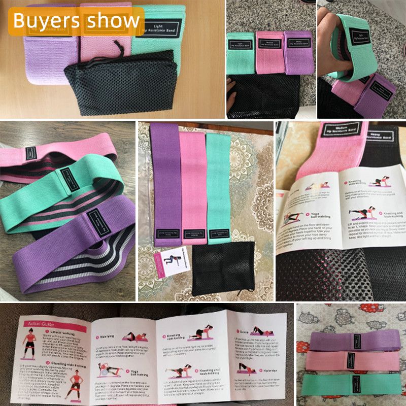 3Pcs Fabric Resistance Hip Booty Exercise Bands Glute Thigh Elastic Workout Squat Circle Stretch Exercise Fitness Bands Loops Yoga Strips Gym Equipment For Sport