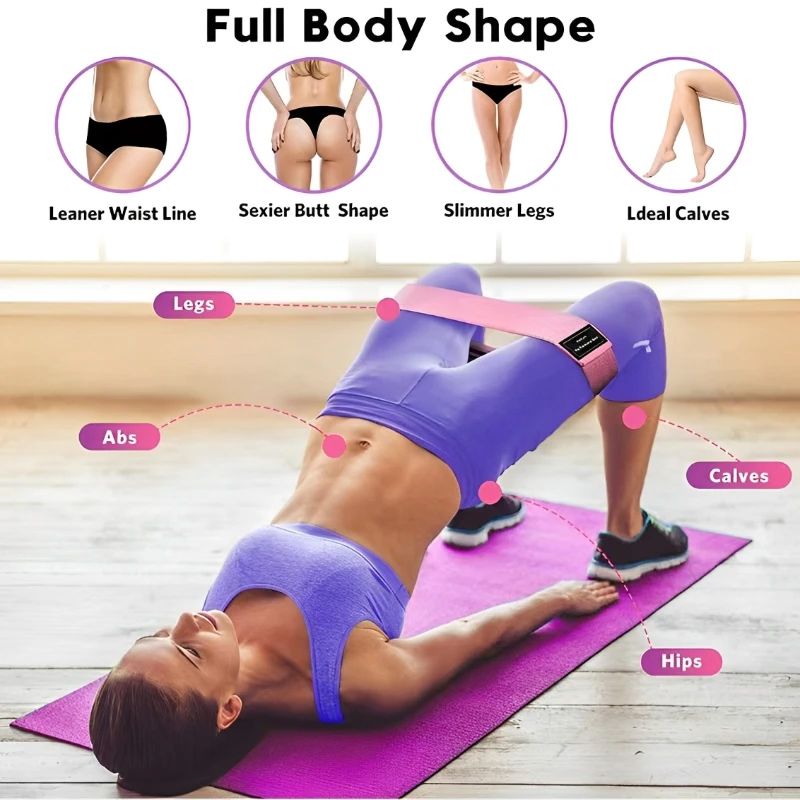 3Pcs Fabric Resistance Hip Booty Exercise Bands Glute Thigh Elastic Workout Squat Circle Stretch Exercise Fitness Bands Loops Yoga Strips Gym Equipment For Sport