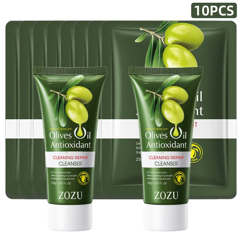 10 Pcs Olives Oil Antioxidant Cleaning Repair Cleanser Face Cleansers Hydrating Soothing Tight Face Mask Face Care Moisturizing Anti-Aging Firming Face Care Skin Care Set