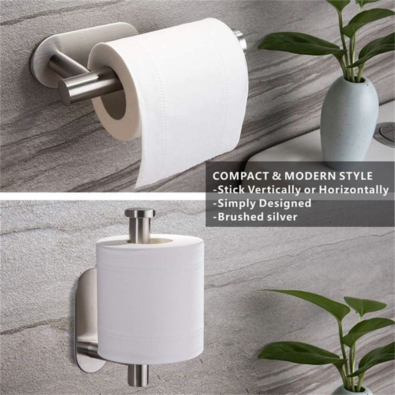 Paper Roll Holder Self Adhesive Wall Mount Toilet Roll Holder Stainless Steel Toilet Paper Hanger for Kitchen and Bathroom