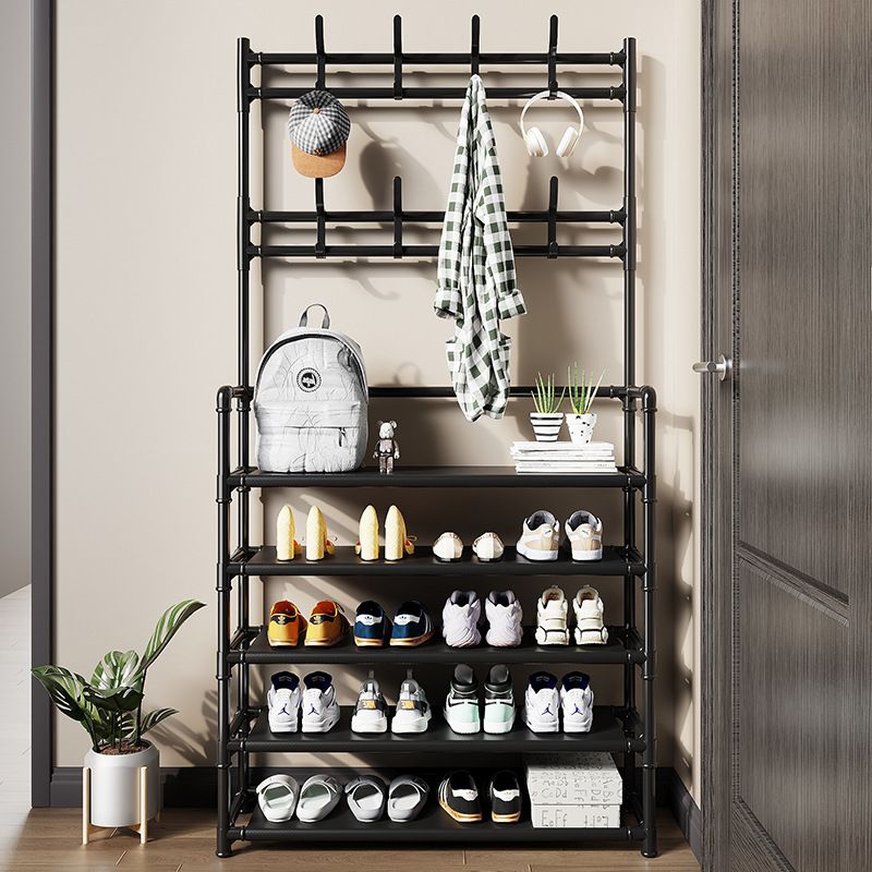 5-layer Simple Assemble Shoe Rack Floor Coat and Hat Rack Shoe Integrated Household Storage Bedroom Living room Bathroom Hangers hall rack