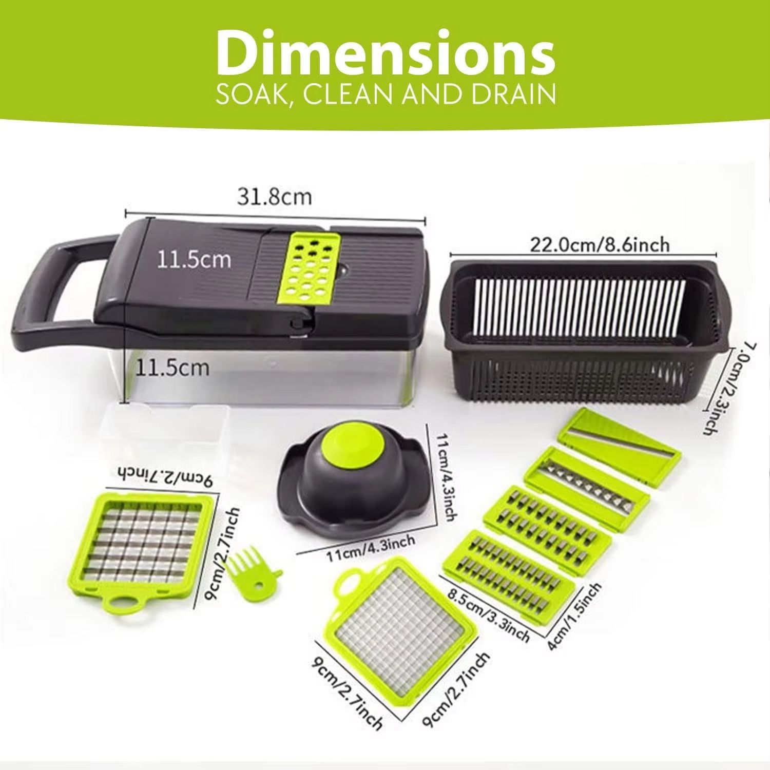 16 IN1 Mandoline Slicer Veggie Food Chopper Vegetable Cutter Tomato Carrot Grater Cheese French Onion Shredders Kitchen Tool