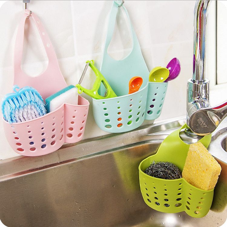 2Pcs Premium Sink Drain Hanging Storage Bag Upgrade Kitchen Bathroom Thickened Double Layers Durable Sink Hanging Bags Professional Sink Home Plastic Drain Basket