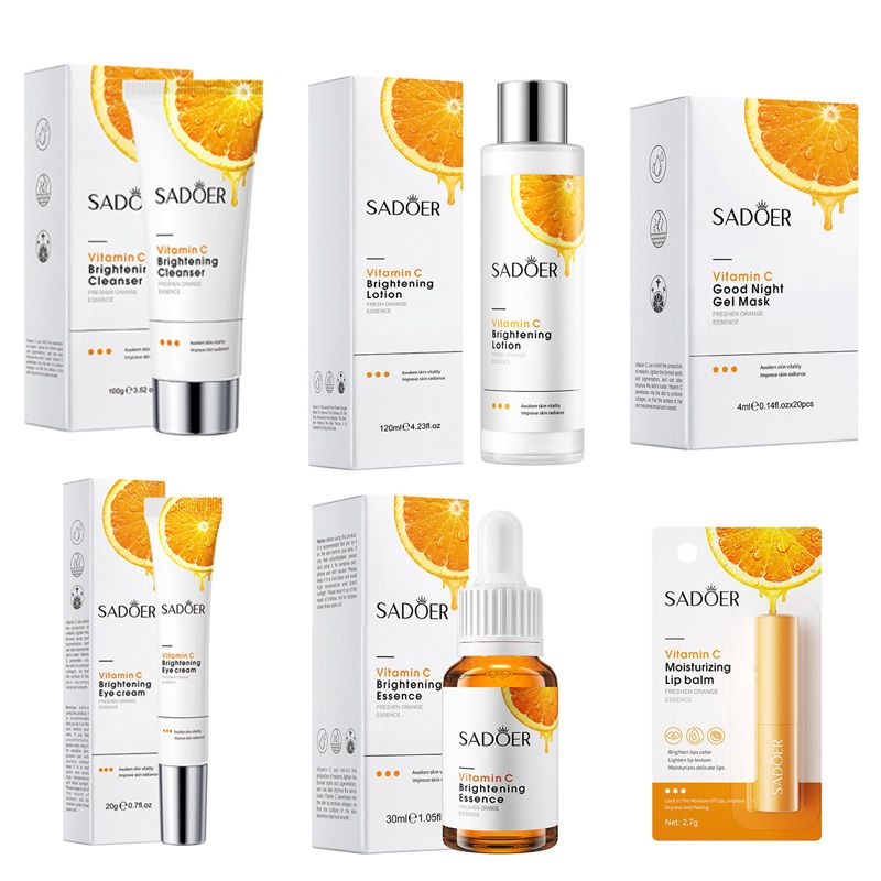 Skin Care Set Vitamin C Face Cream Mask Cleanser Lotion Essence Cream Face Care Moisturizing Anti-Aging Firming Face Care