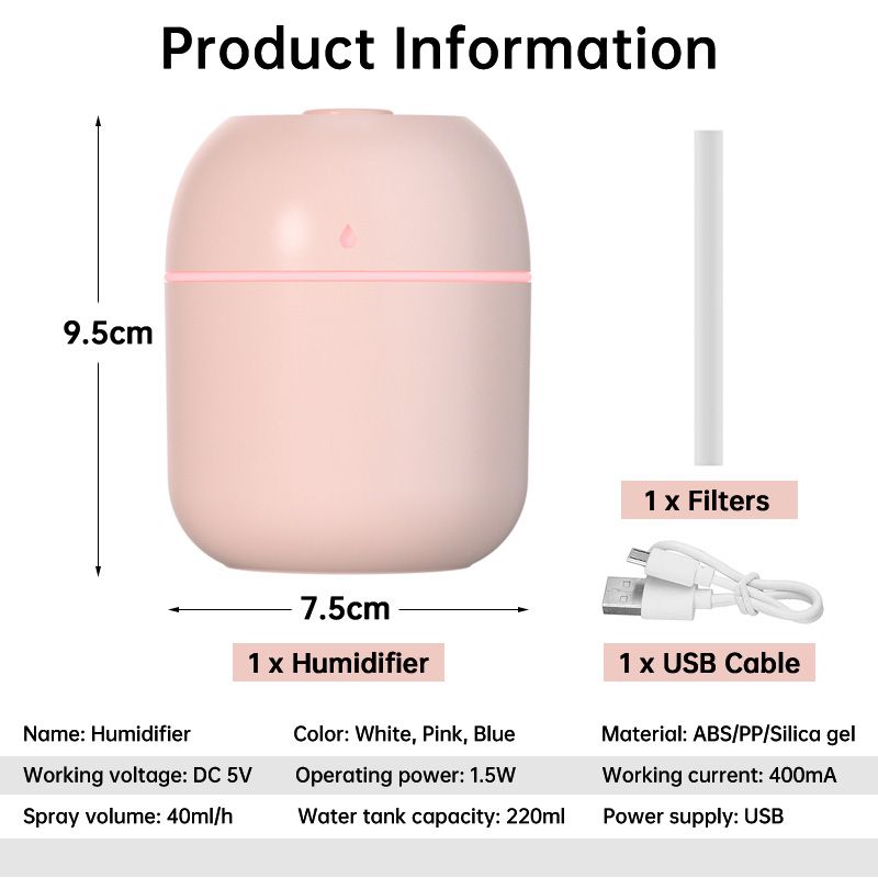 Air Humidifiers USB Aroma Diffuser Humidifier Sprayer Portable Home Appliance 220ml Electric Humidifier Desktop Home Fragrance Perfumes