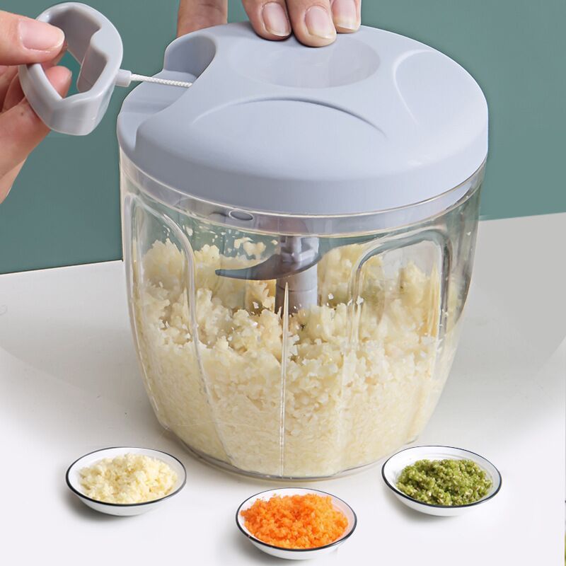 900ML Manual Meat Mincer Garlic Chopper Vegetable Kitchen Cutter Rotate Garlic Press Crusher Vegetable Onion Cutter Kitchen Cooking Accessories Gadgets for Cutting Onions Chili Ginger Seasoning