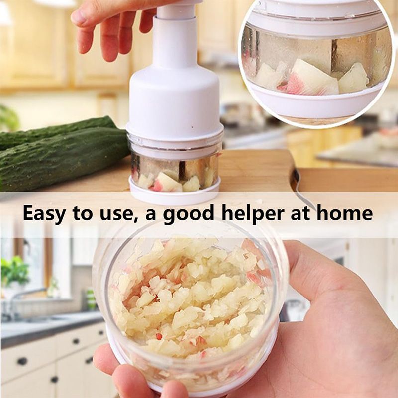 Food Vegetable Garlic Dicer with Stainless Steel Blades Hand-Press Vegetable Cutter for Onions Tomatoes Nuts - Kitchen Helper with Non-Slip Base Easy to Clean & Save Time Kitchen Gadgets