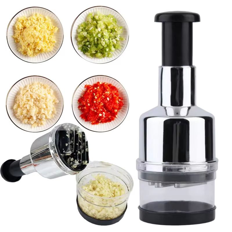 Food Vegetable Garlic Dicer with Stainless Steel Blades Hand-Press Vegetable Cutter for Onions Tomatoes Nuts - Kitchen Helper with Non-Slip Base Easy to Clean & Save Time Kitchen Gadgets