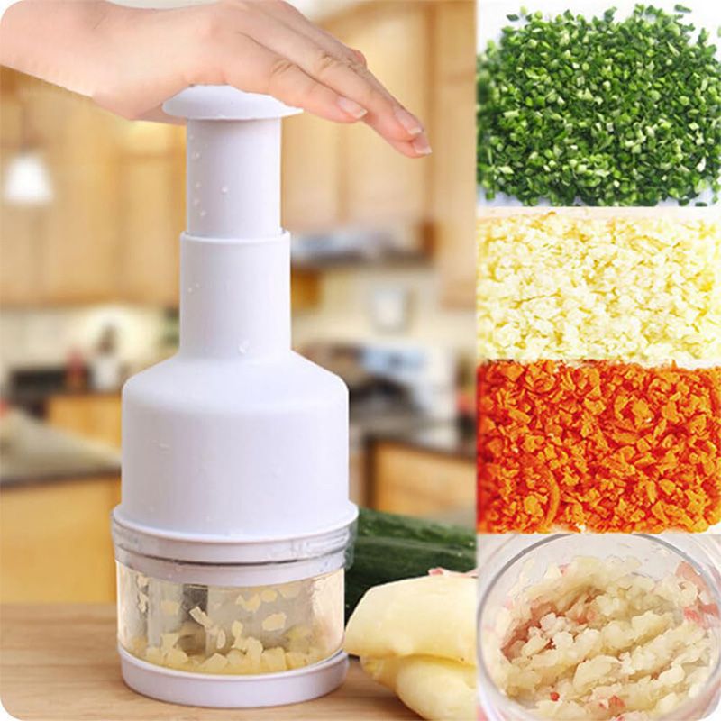 Food Vegetable Garlic Dicer with Stainless Steel Blades Hand-Press Vegetable Cutter for Onions Tomatoes Nuts - Kitchen Helper with Non-Slip Base Easy to Clean & Save Time Kitchen Gadgets