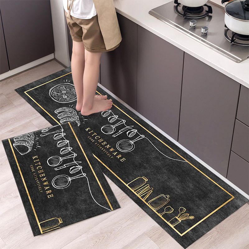 2 Pieces Kitchen Rug Set Kitchen Rug Includes Anti-Slip Pads Stickers Non Slip Mat Rubber Backing Mat Throw Rug for Kitchen Doormat Runner Rug Set Floor Carpet Household Carpet Home Decor
