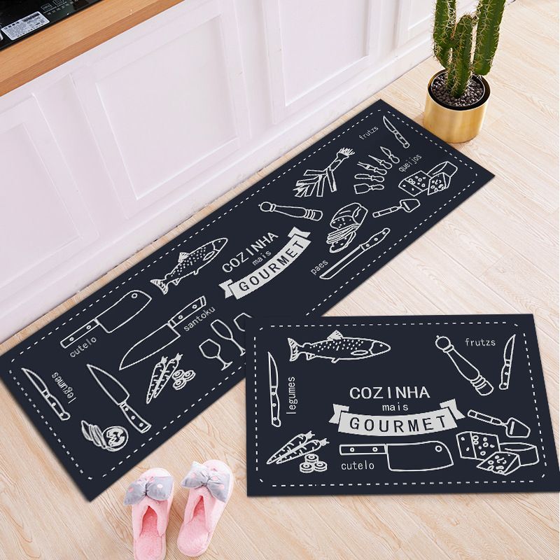 2 Pieces Kitchen Rug Set Kitchen Rug Includes Anti-Slip Pads Stickers Non Slip Mat Rubber Backing Mat Throw Rug for Kitchen Doormat Runner Rug Set Floor Carpet Household Carpet Home Decor
