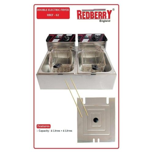 Redberry 12L (6L+6L) Energy Efficient Double Electric Chips and Chicken Deep Fryer Machine