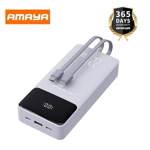 Amaya APW-13 Power Bank 20000mAh 22.5W Super Fast Charging with 2 Lines, White