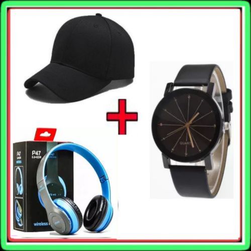 P47 Bluetooth Wireless Headphones For Tecno & Samsung Phones + Cap + Watch
