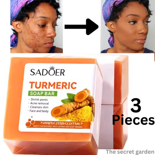 SADOER Turmeric Soap 3pcs, Hydrating Sadoer Tumeric Soap -Clears Acne,Shrink Pores,Cleanse Skin