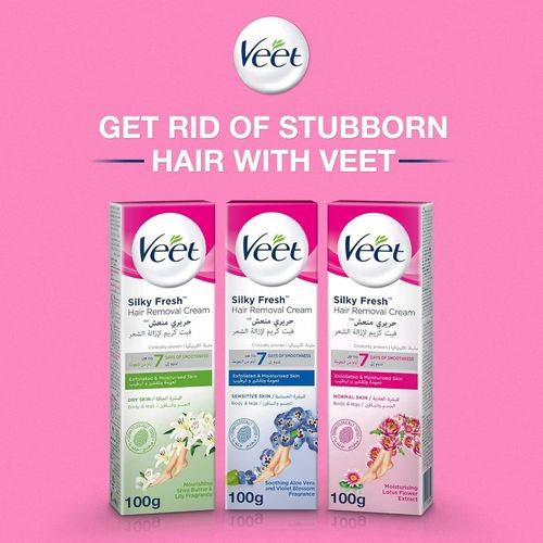 Veet Silky & Fresh Hair Removal Cream For Sensitive Skin/Normal Skin/ Dry Skin- 100g.