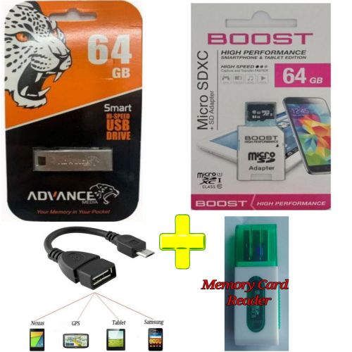 Advance 64GB Memory Card For Redmi 12C + 64 GB Flash Disk + OTG + Memory Card Reader