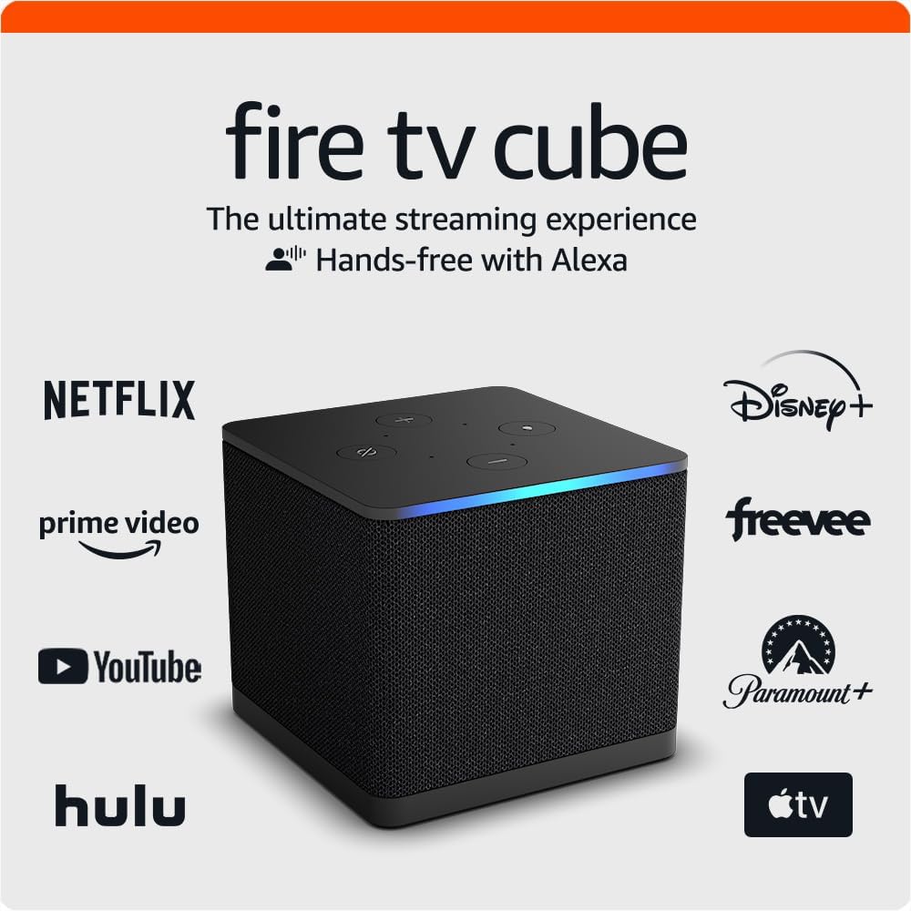 Amazon Fire TV Cube 3rd Generation Hands-free streaming device with Alexa, Wi-Fi 6E, 4K Ultra HD with Dolby Atomos, HDMI, USB and HDMI Ports