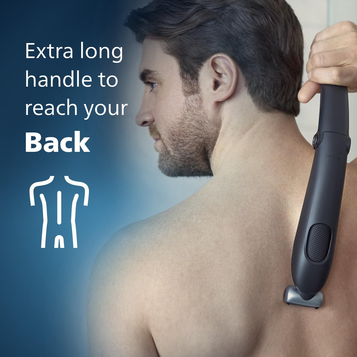 Philips Bodygroom 5000 Series | Body Groomer for Men | With Back Attachment | Skin-Friendly Shaver | Full Body Grooming | Bi-directional Trimmer | Black with Silver | BG5020/13