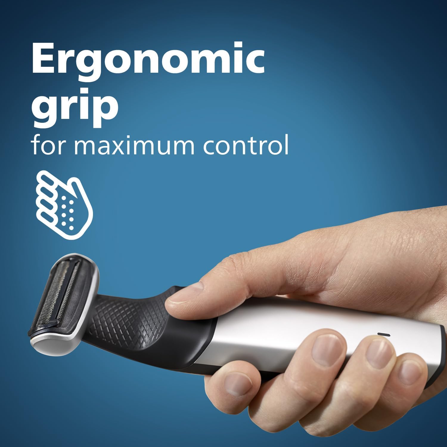 Philips Bodygroom 5000 Series | Body Groomer for Men | With Back Attachment | Skin-Friendly Shaver | Full Body Grooming | Bi-directional Trimmer | Black with Silver | BG5020/13