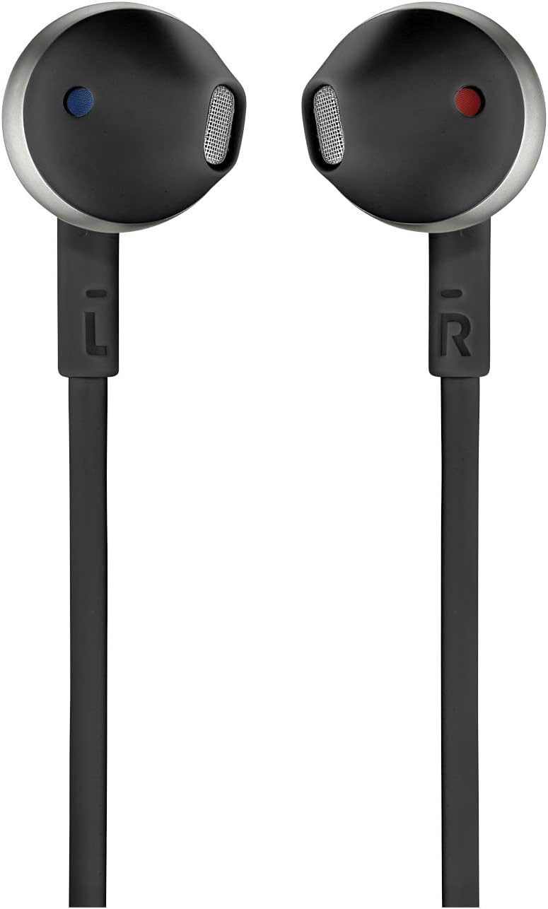 JBL Tune 205 In-Ear Wired Headphone with Soft Carrying Pouch, Pure Bass Sound, 1-Button Remote, Built-In Microphone, Tangle-Free Flat Cable, Comfortable Fit, Metalized Ear Housing