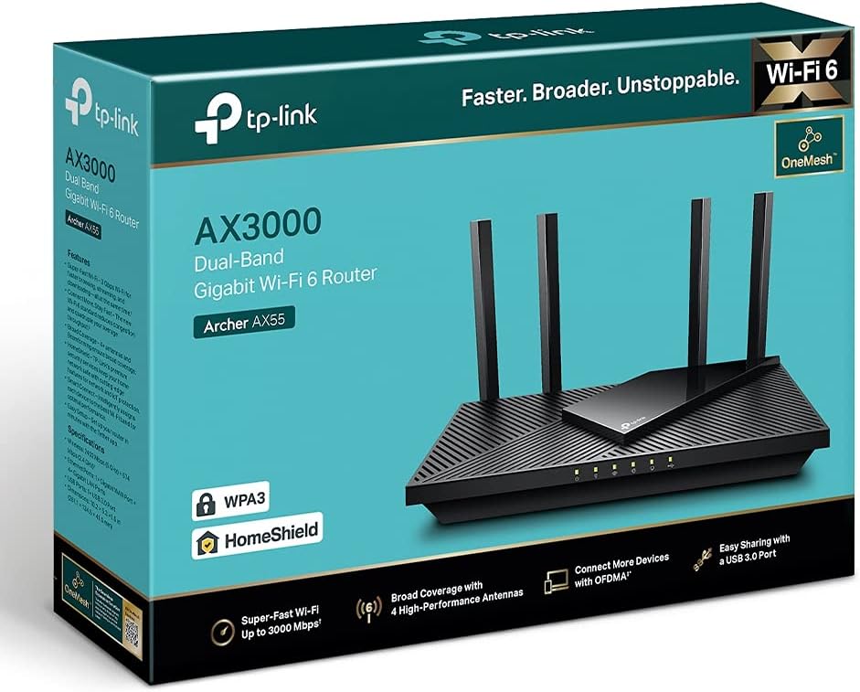 TP-Link Archer AX55 AX3000 Dual Band Gigabit Wi-Fi 6 Router