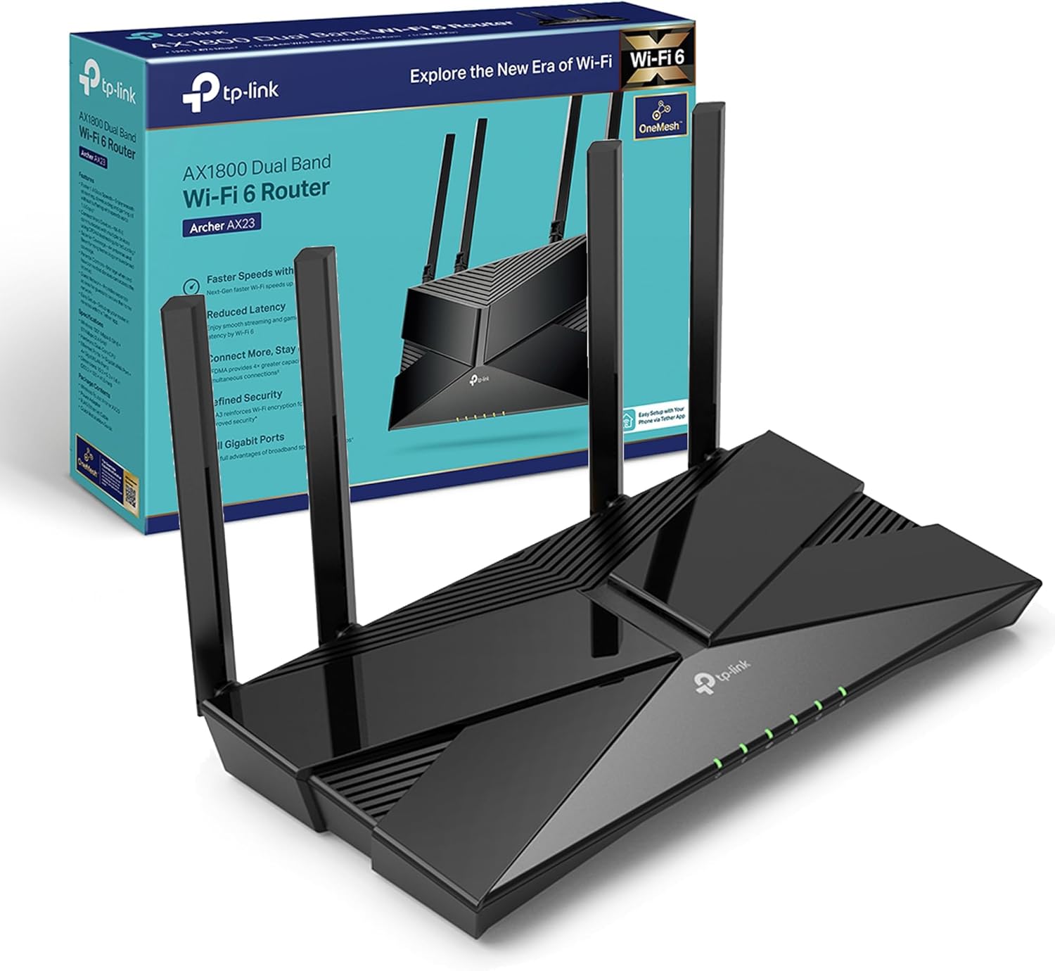 TP-Link Next-Gen Wi-Fi 6 AX1800 Mbps Gigabit Dual Band Wireless Router, OneMesh™ Supported, Dual-Core CPU, Ideal for Gaming Xbox/PS4/Steam, Plug and Play (Archer AX23)