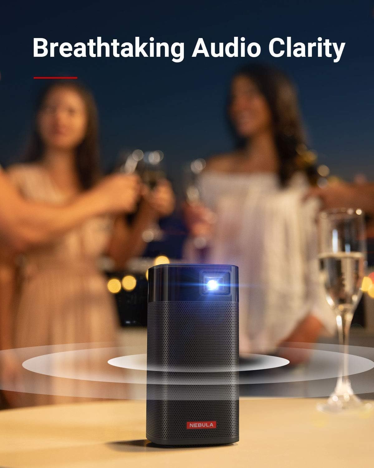 NEBULA by Anker Apollo - Mini Projector with WiFi and Bluetooth, Portable and Small, Ideal for Outdoor Movies, 6W Speaker, 100 Inch Picture, Home Theater Experience, 4Hr Video Playtime
