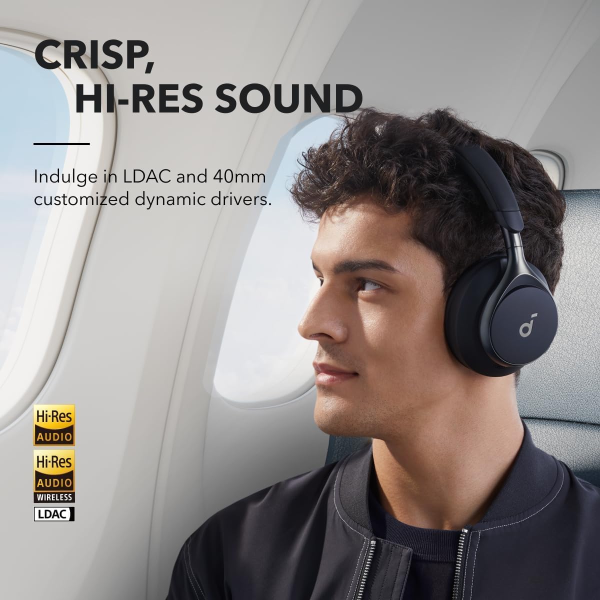 Soundcore by Anker, Space One, Active Noise Cancelling Headphones, 2X Stronger Voice Reduction, 40H ANC Playtime, App Control, LDAC Hi-Res Wireless Audio, Comfortable Fit, Clear Calls