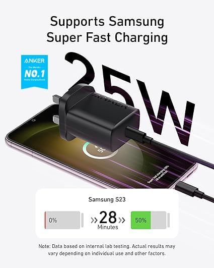 Anker USB C Plug, 25W USB C Charger with USB-C Cable, Supports PPS Fast Charging for iPhone 16/16 Pro/16 Pro Max/15, Samsung S25/S24+/S24/S23 Ultra/S23+/S23/S22/S21/S20/Note20(5 ft Cable Included)
