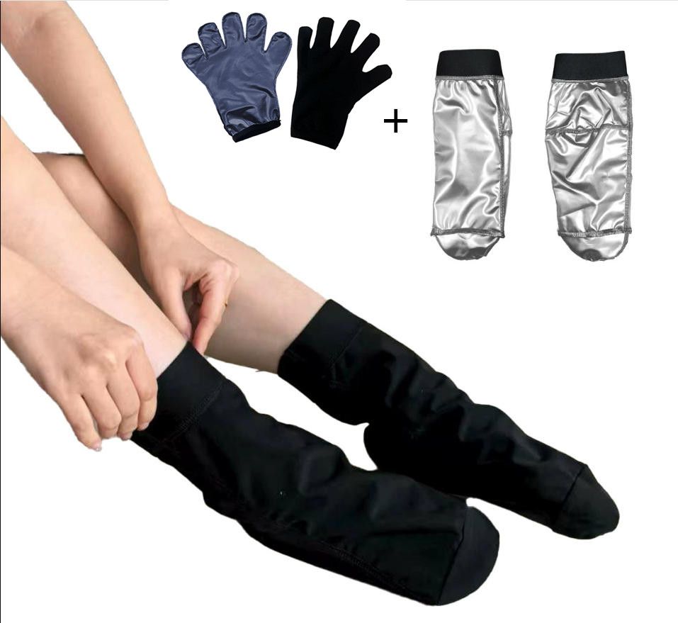 Women's Sauna gloves and foot covers, sauna-friendly, heat-retaining, anti-drying, moisturizing, smooth coating, sweat-inducing