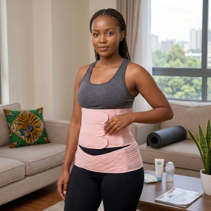 Breathable Postpartum Belly Band & Pelvic Support Set - Adjustable C-Section Recovery Girdle, Waist Trainer & Back Support Shapewear