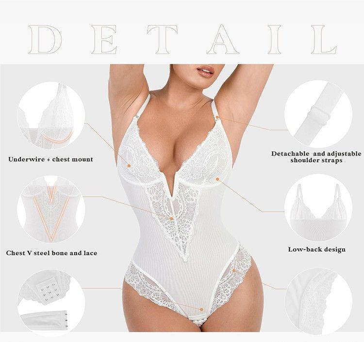 2026 Popular Lace Bodysuit in Europe and America, Inspired V-neck, Sexy Strap One Piece Bodysuit, Sexy Open Button One Piece Bodysuit