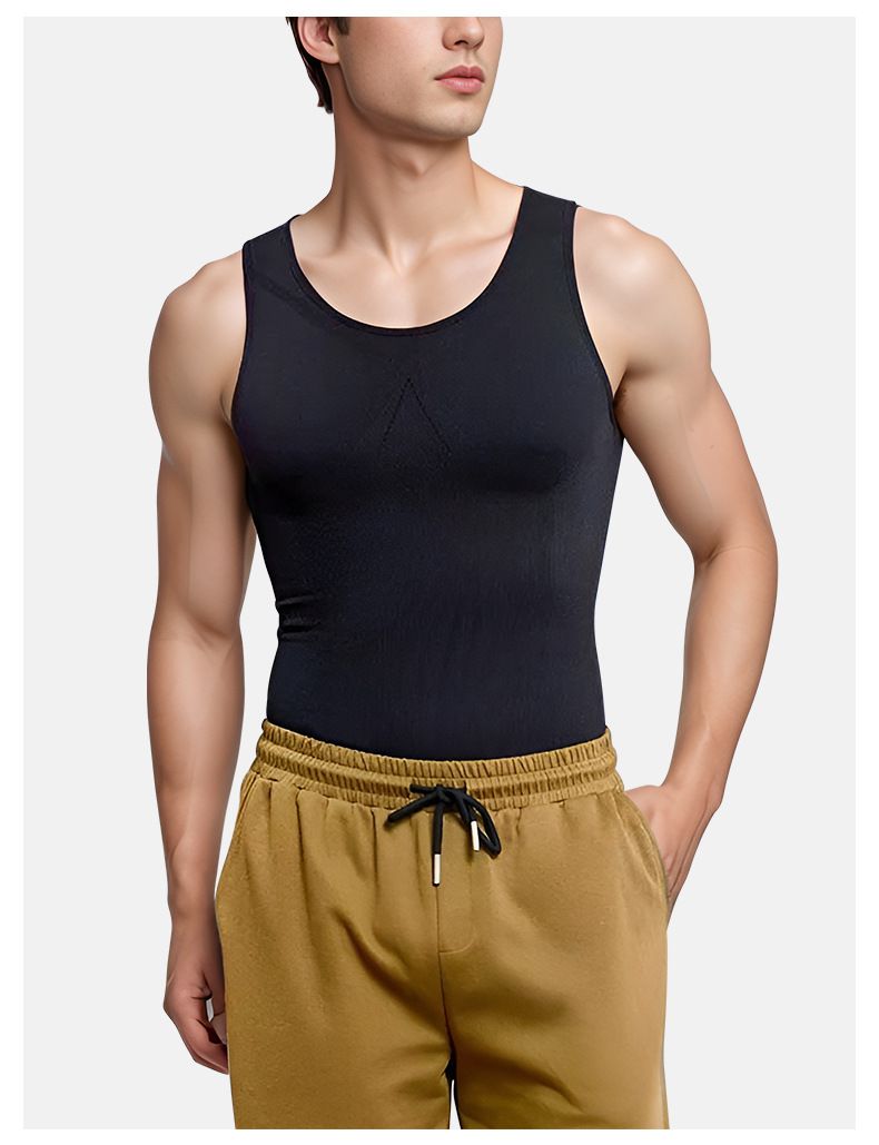 Men's Tummy Control Vest Seamless Breathable Shapewear Tank Top - Lightweight Quick Dry Slimming Body Shaper for Fitness & Daily Wear - Invisible Fit Premium Compression