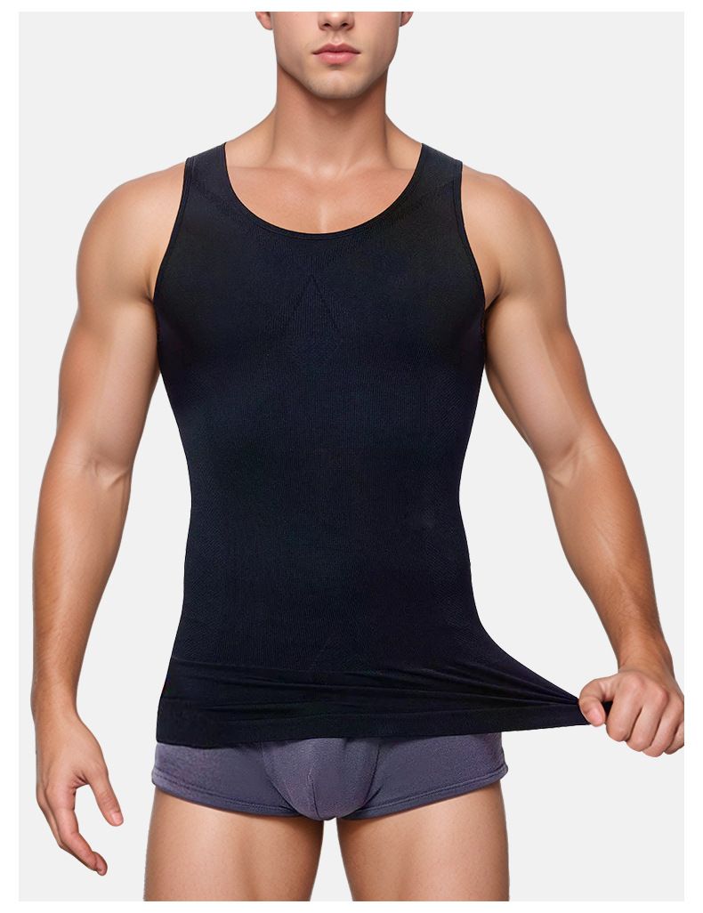Men's Tummy Control Vest Seamless Breathable Shapewear Tank Top - Lightweight Quick Dry Slimming Body Shaper for Fitness & Daily Wear - Invisible Fit Premium Compression