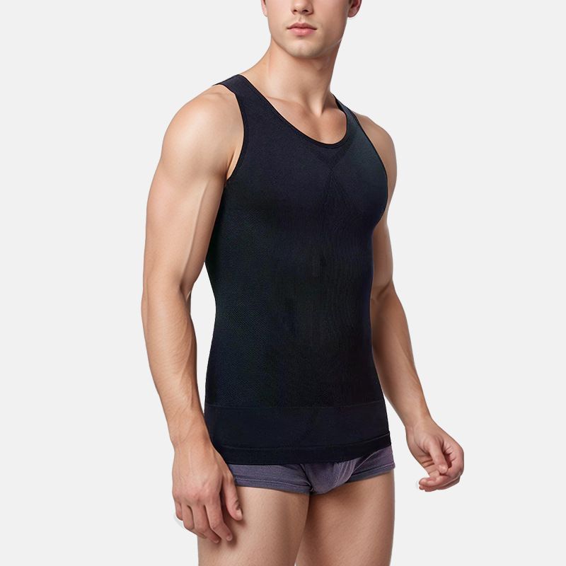 Men's Tummy Control Vest Seamless Breathable Shapewear Tank Top - Lightweight Quick Dry Slimming Body Shaper for Fitness & Daily Wear - Invisible Fit Premium Compression