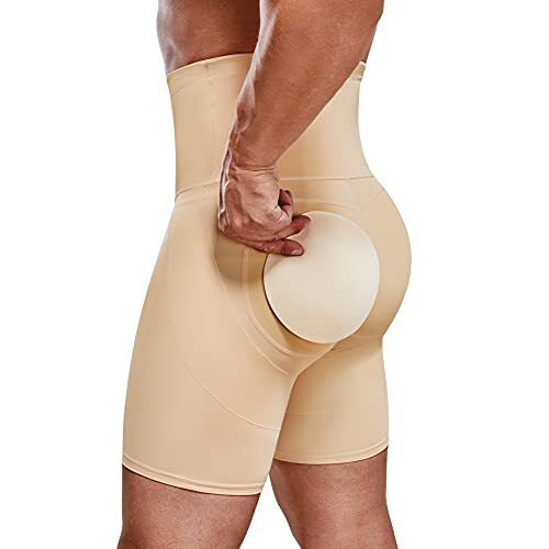 Men's High Waist Shapewear Boxers - Tummy Control Butt Lifting Compression Underwear Seamless Breathable Slimming Body Shaper - Black/Beige/White S-3XL