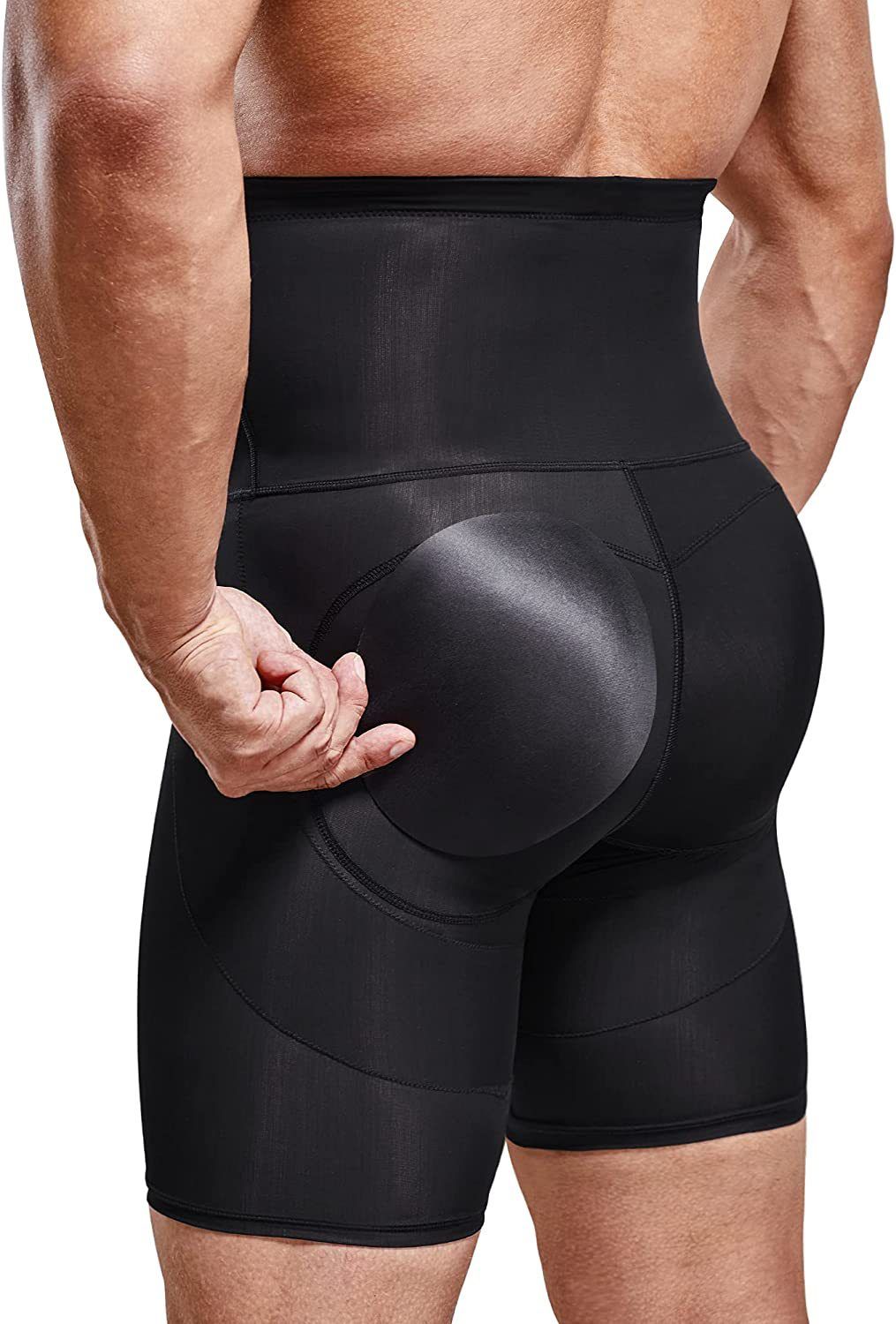 Men's High Waist Shapewear Boxers - Tummy Control Butt Lifting Compression Underwear Seamless Breathable Slimming Body Shaper - Black/Beige/White S-3XL